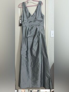 Monique Lhuillier lined silver Evening Gown.  NWT